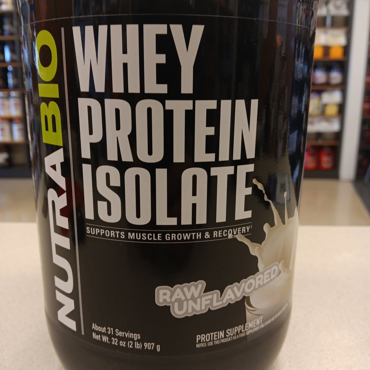 NutraBio Whey Protein Isolate Supplement Raw Unflavored 2 Lbs