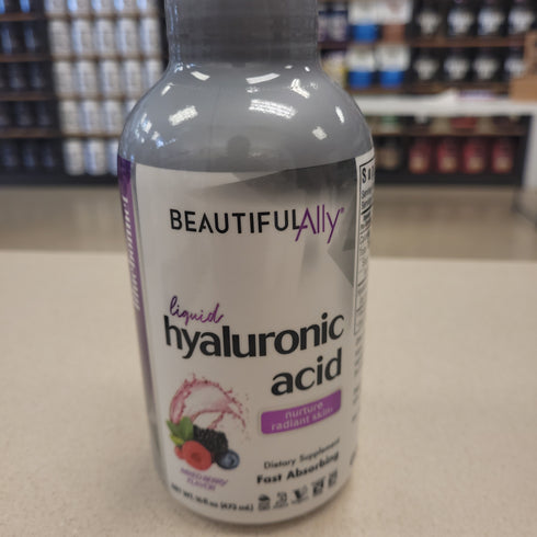 Bluebonnet Beautiful Ally Liquid Hyaluronic Acid Mixed Berry Flavor 16oz Non GMO Vegan Gluten Free Soy Free