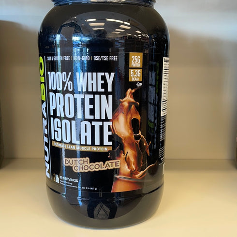 NutraBio Whey Protein Isolate 2lb Dutch Chocolate