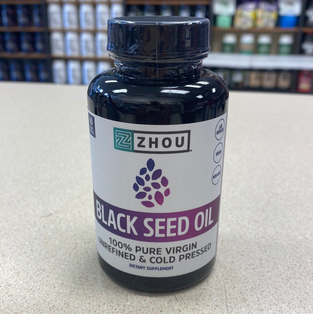 Zhou Black Seed Oil 100 Virgin, Cold Pressed Source of Omega 3 6 9