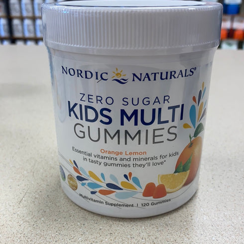 Nordic Naturals Zero Sugar Kids Multi Gummies, Orange Lemon - 120 Gummies - Great-Tasting Multivitamin for Ages 4+ - Supports Growth & Development - Non-GMO, Vegetarian - 30 Servings