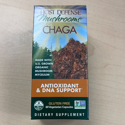 Host Defense, Chaga Capsules, Antioxidant and DNA Support, Daily Mushroom Supplement, Vegan, Organic, 60 Capsules (30 Servings)