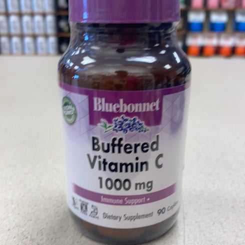 BlueBonnet Nutrition Buffered Vitamin C1000 mg Vegetable Capsules Buffered Calcium Ascorbate for Immune Health Soy Free Gluten Free NonGMO Kosher Dairy Free Vegan Vegetable Capsules, Citrus, 90 Count