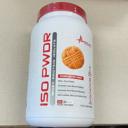 Metabolic Nutrition Whey Protein Isolate ISO PWDR Peanut Butter Cookie, 1.54lb, 23 Servings, 26g Protein, Fast Digesting, Zero Carbs, Delicious Flavor, Very Low Carbs & Fat, Zero Lactose