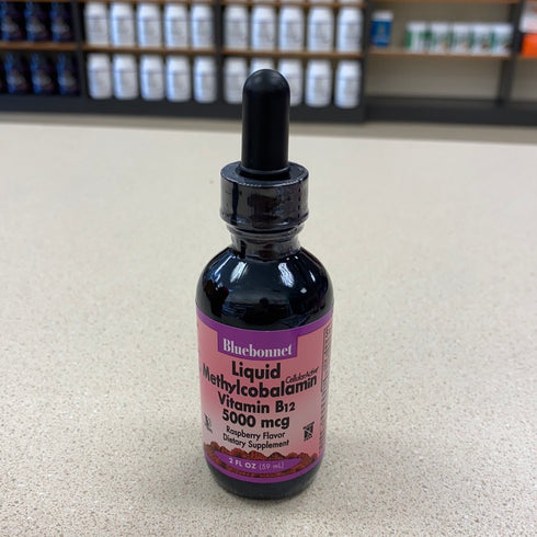 BlueBonnet Nutrition Liquid Cellular Active Methycobalamin, Raspberry, 2 Fl Oz