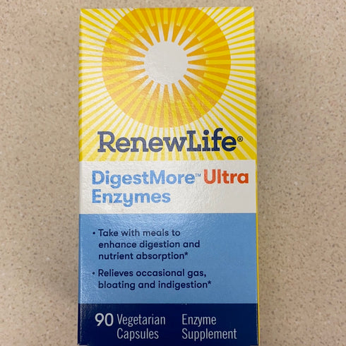 Renew Life Adult Digestmore Ultra Enzyme Supplement Vegetarian Capsules, 90 Count