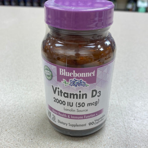 Bluebonnet Vitamin D3 2000ius (50mg) 90 Vegetable Capsules