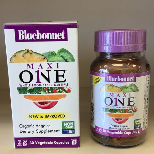 Bluebonnet Nutrition Maxi One (Iron-Free), Whole Food Multiple, Enzymes, Energy, Vitality, Gluten, Soy & Green Free, Kosher, Vegetarian Friendly, Non-GMO, 90 Count