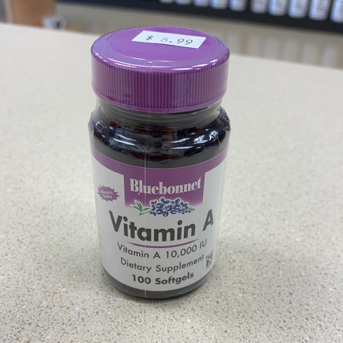 Bluebonnet Nutrition Vitamin A 10,000 IU from Deep Sea, Cold Water, Fish Oil - For Eye Health & Immune Function* - Gluten Free - Dairy Free - Molecularly Distilled - 100 Softgels - 100 Servings