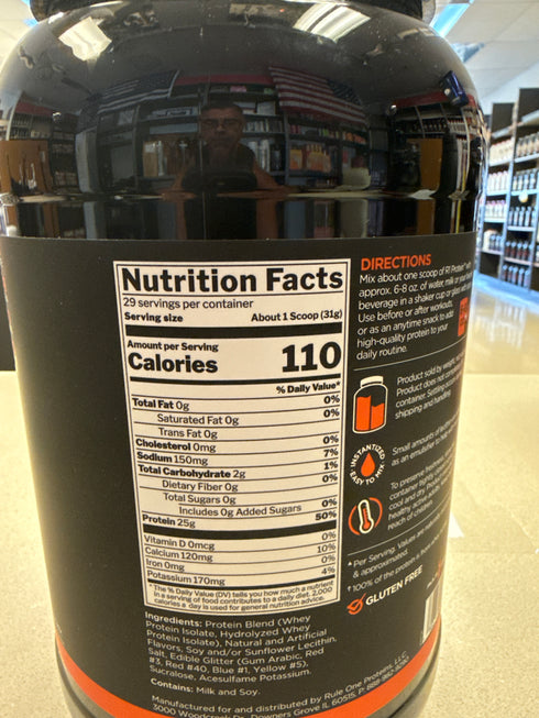 Rule1 Whey Isolate Protein 2lb Birthday Cake 29 Servings