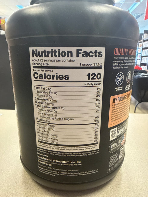 Nutrabio 5lb Whey Isolate Protein Chocolate Peanut Butter 72 Servings
