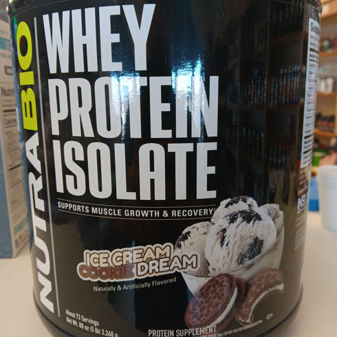 NutraBio Whey Protein Isolate ice Cream Cookie Dream 5lb