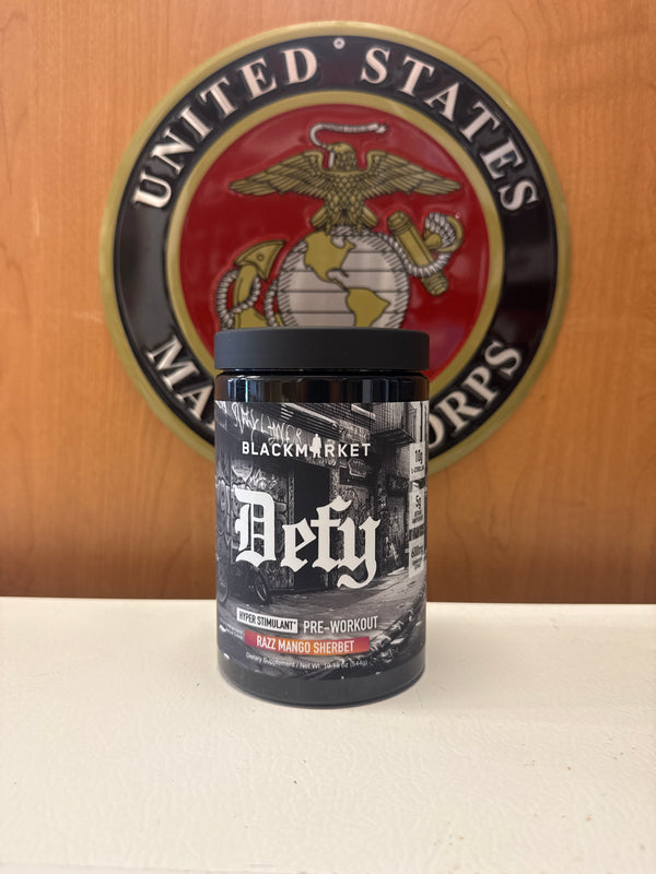 Black Market Defy Hyper Stimulant Pre-Workout Razz Mango Sherbet