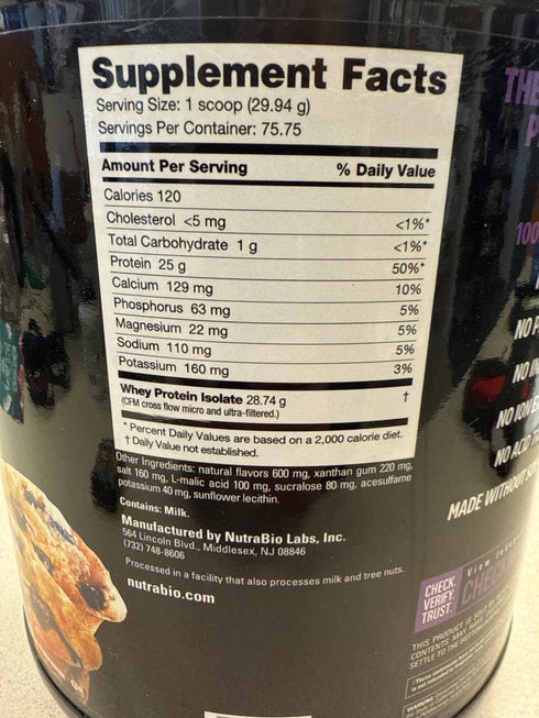 Nutrabio 5lb Whey Isolate Blueberry Muffin