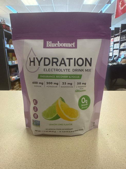 Bluebonnet Hydration Electrolyte Mix Lemon Lime 14 Stick Packs