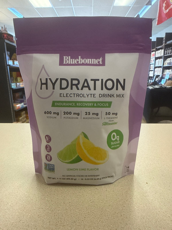 Bluebonnet Hydration Electrolyte Mix Lemon Lime 14 Stick Packs