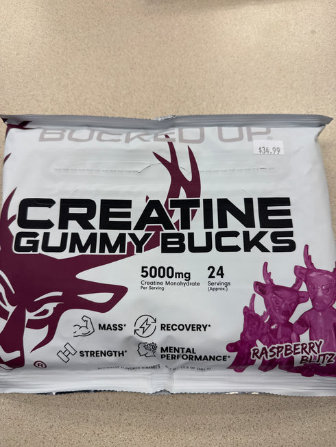 Bucked Up Creatine Gummy Bucks Raspberry Blitz About 24 Serving’s