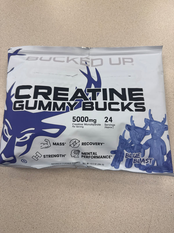 Bucked Up Creatine Gummy Bucks Blue Blast About 24 Serving’s