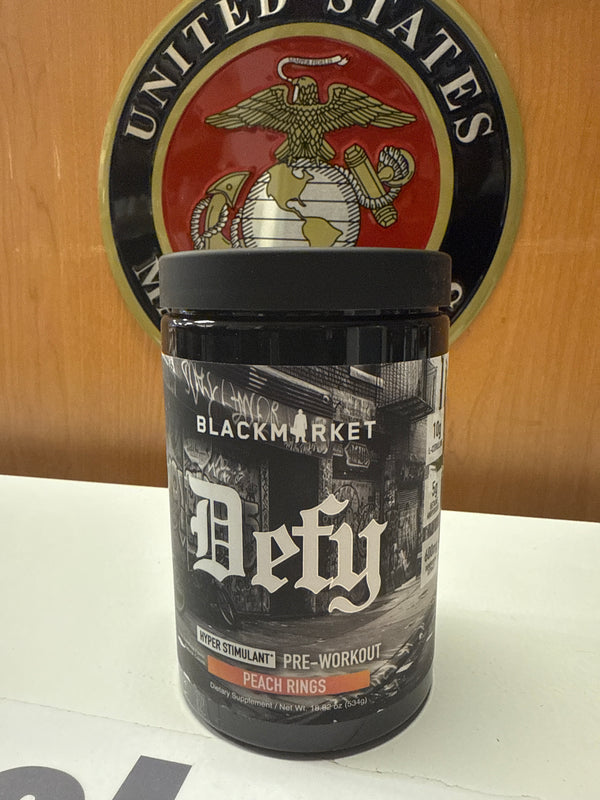 Black Market Defy Hyper Stim Pre-Workout Peach Rings