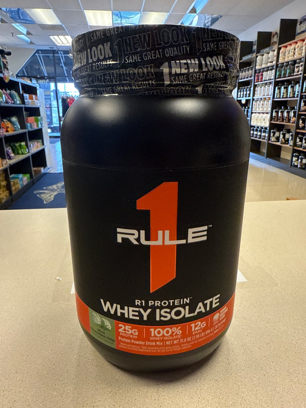 Rule1 Whey Isolate Protein 2lb Mint Chocolate Chip 28 Servings