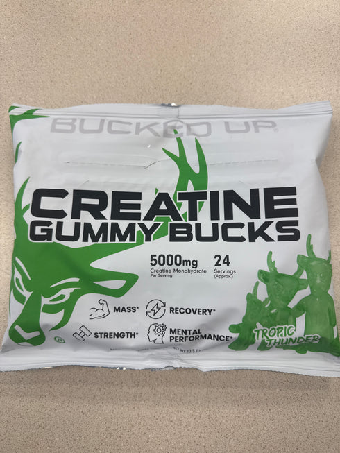 Bucked Up Creatine Gummy Bucks Tropic Thunder About 24 Serving’s