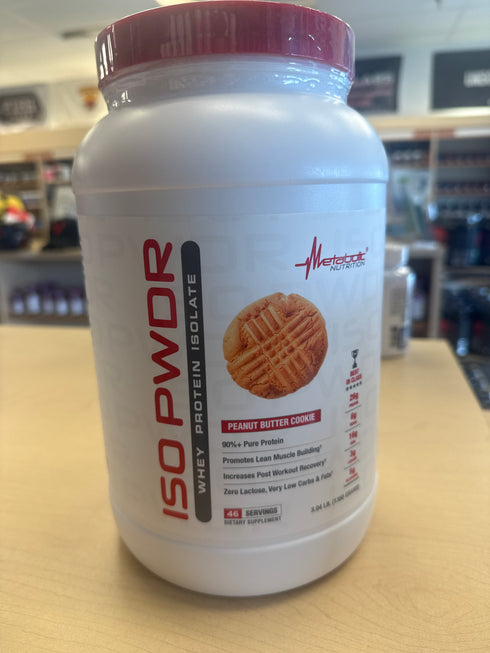 Metabolic Nutrition Whey Protein Isolate ISO PWDR Peanut Butter Cookie, 3lb 46 Servings, 26g Protein, Fast Digesting, Zero Carbs, Delicious Flavor, Very Low Carbs & Fat, Zero Lactose