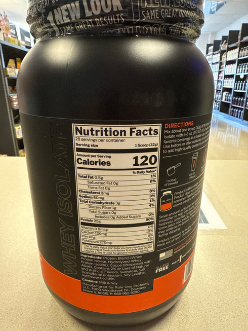 Rule1 Whey Isolate Protein 2lb Mint Chocolate Chip 28 Servings