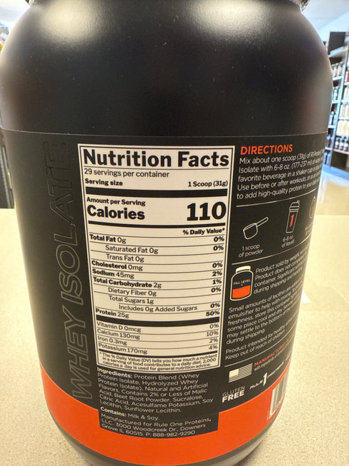 Rule1 Whey Isolate Protein 2lb Strawberry Banana 29 Servings
