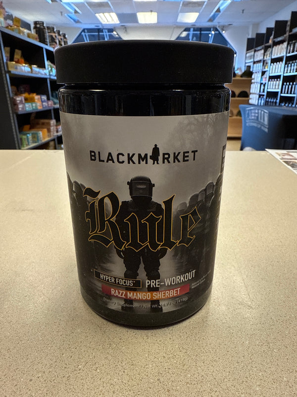 Black Market Rule Hyper Focus Pre-Workout Razz Mango Sherbet