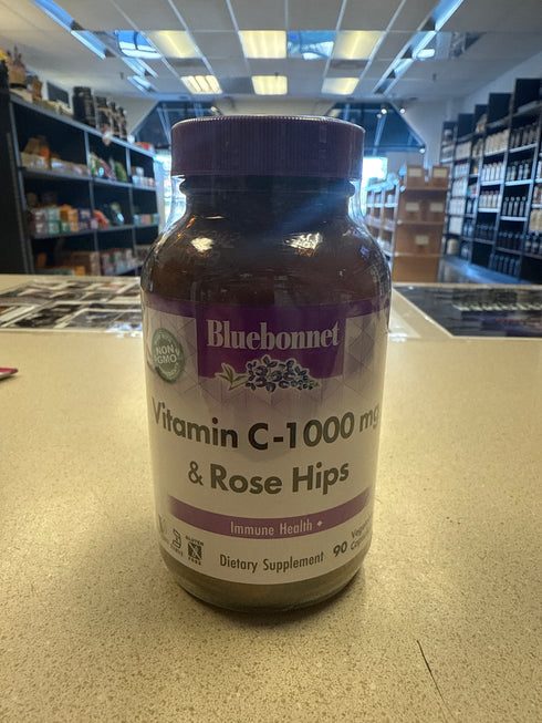 Bluebonnet Vitamin C-1000mg & Rose Hips 90 Vegetable Capsules
