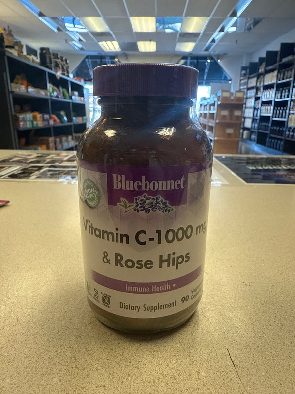 Bluebonnet Vitamin C-1000mg & Rose Hips 90 Vegetable Capsules