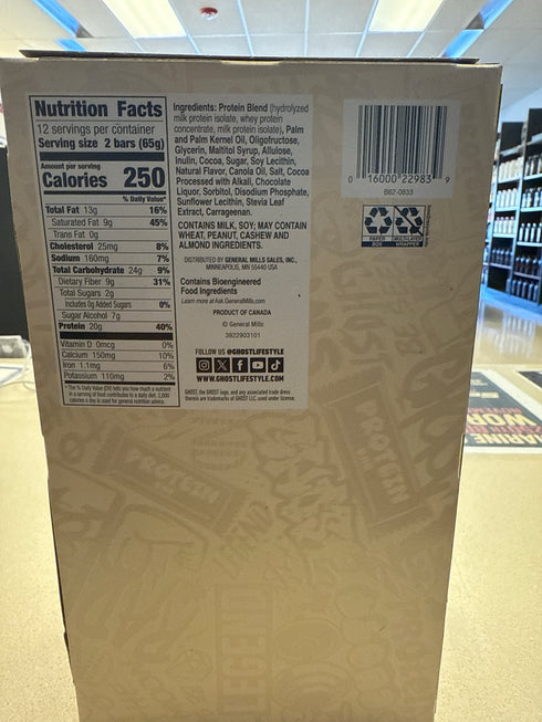 Ghost Protein Bars Chocolate Chip Cookie Dough 12 Ct