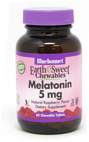 Bluebonnet Melatonin 5mg Chewable Tablets Raspberry Flavor