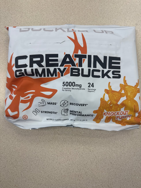 Bucked Up Creatine Gummy Bucks Knockout Punch About 24 Servings