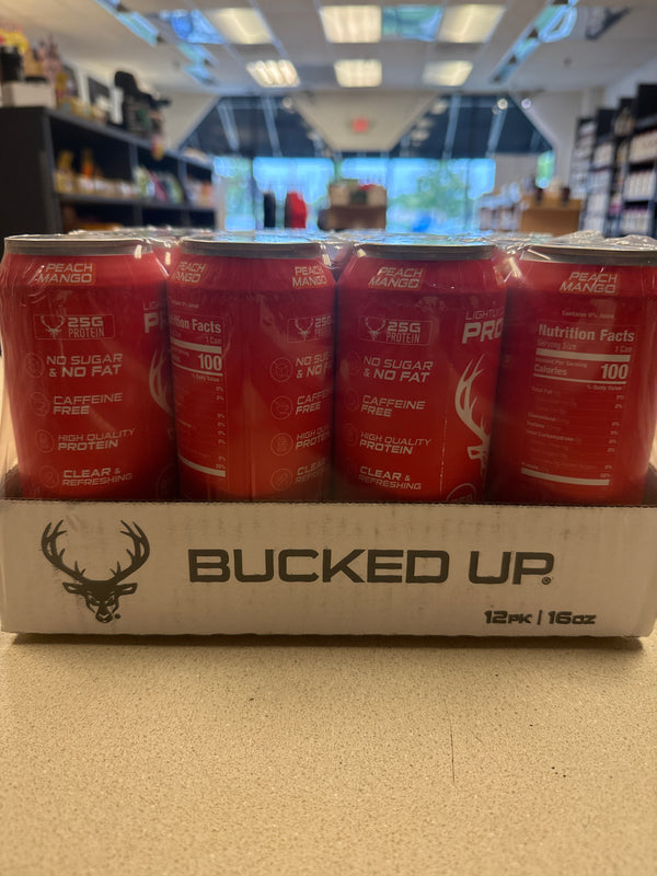 Bucked Up Protein Drinks Peach Mango 12pk