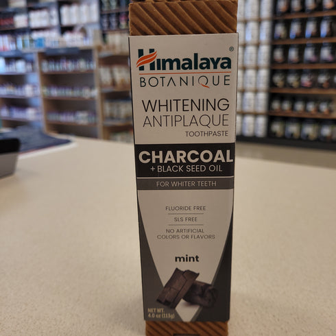 Himalaya Botanique Whitening Antiplaque Toothpaste Charcoal+Black Seed Oil 4oz