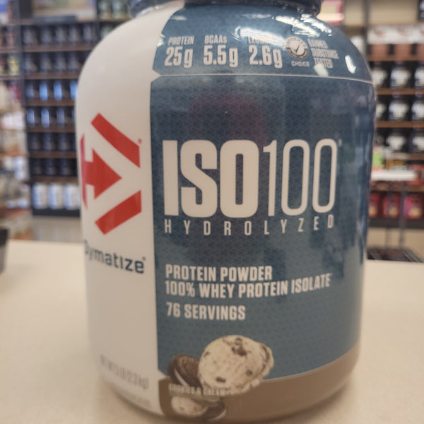 DYMATIZE ISO 100 Hrdrolyzed Protein Powder 100% Whey Protein Isolate 76 Servings Cookies&Cream