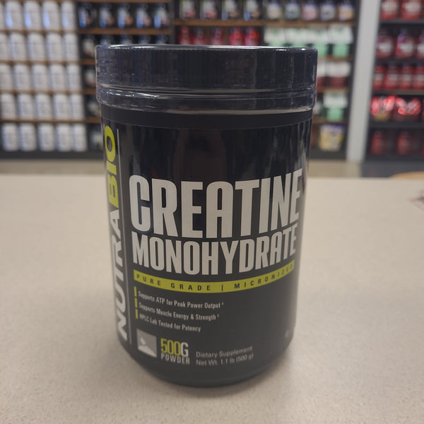 NutraBio Creatine Monohydrate Pure Grade Micronized 500g Powder Unflavored