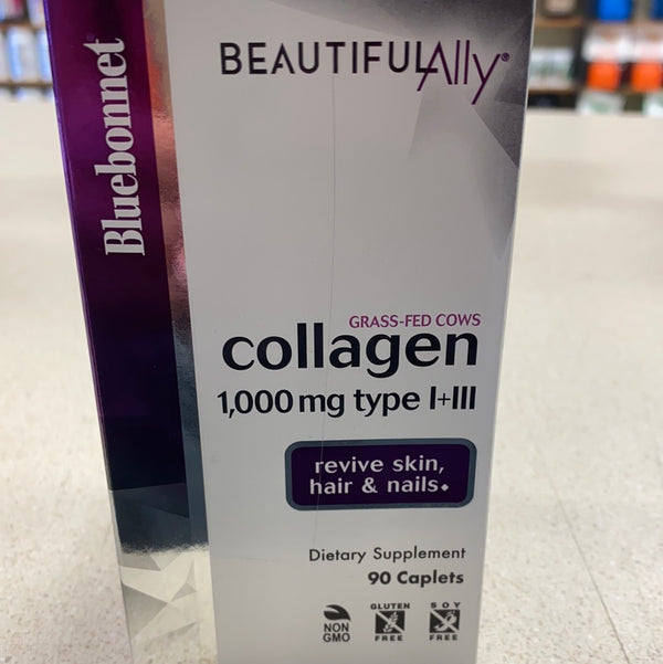 Bluebonnet Nutrition Beautiful Ally Collagen Caplets, Hydrolyzed Collagen from Grass Fed Cows, Collagen Peptides Type 1 & 3, Non GMO, Gluten Free, Soy Free, Milk Free, 90 caplets, 90 Day Supply