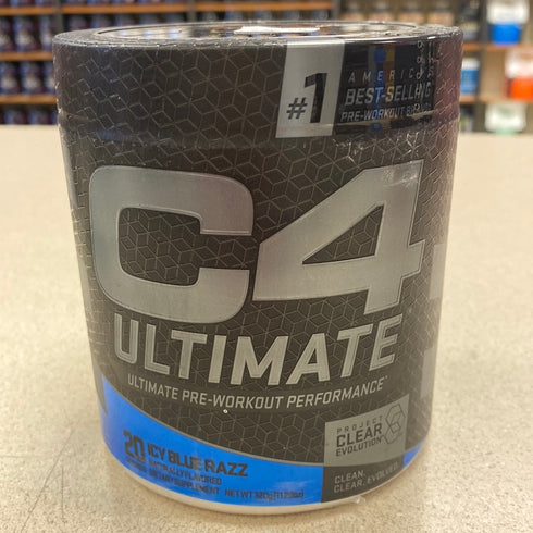 C4 Ultimate Pre Workout Powder ICY Blue Razz - Sugar Free Preworkout Energy Supplement for Men & Women - 300mg Caffeine + 3.2g Beta Alanine + 2 Patented Creatines - 20 Servings