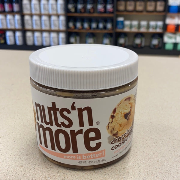 Nuts ‘N More Chocolate Chip Cookie Dough Peanut Butter Spread, All Natural Keto Snack, Low Carb, Low Sugar, Gluten Free, Non-GMO, High Protein Flavored Nut Butter (16 oz Jar)
