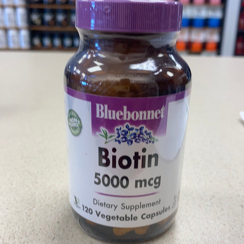Bluebonnet Biotin 5000mcg 120 Vegetable Capsules