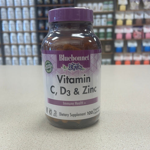 Bluebonnet Vitamin C, D3 & Zinc - 100 Caps