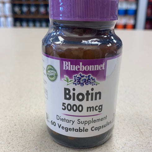 Bluebonnet Biotin 5000mcg 60 Vegetable Capsules