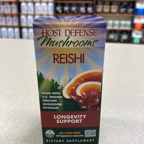 Host Defense, Reishi Capsules, Supports General Wellness and Vitality, Daily Mushroom Mycelium Supplement, USDA Organic, 60 Vegetarian Capsules (30 Servings
