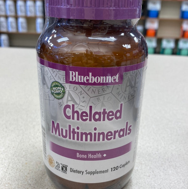 Bluebonnet Nutrition High Potency Chelated Multiminerals, Albion Chelated Minerals, Soy-Free, Gluten-Free, Non-GMO, Kosher Certified, Dairy-Free, 120 Caplets, 40 Servings