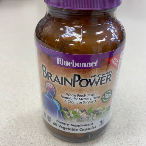 Bluebonnet Nutrition Targeted Choice Brain Power, Memory, Focus & Cognitive Support Whole Food-Based Formula, Brain Health, Soy & Gluten-Free, Non-GMO, Vegan, Beige, 60 Count
