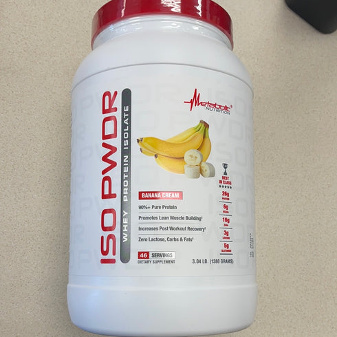 Metabolic Nutrition ISO-PWDR Banana Cream 3lb 46 servings , 26g Protein, Fast Digesting, Zero Carbs, Delicious Flavor, Very Low Carbs & Fat, Zero Lactose
