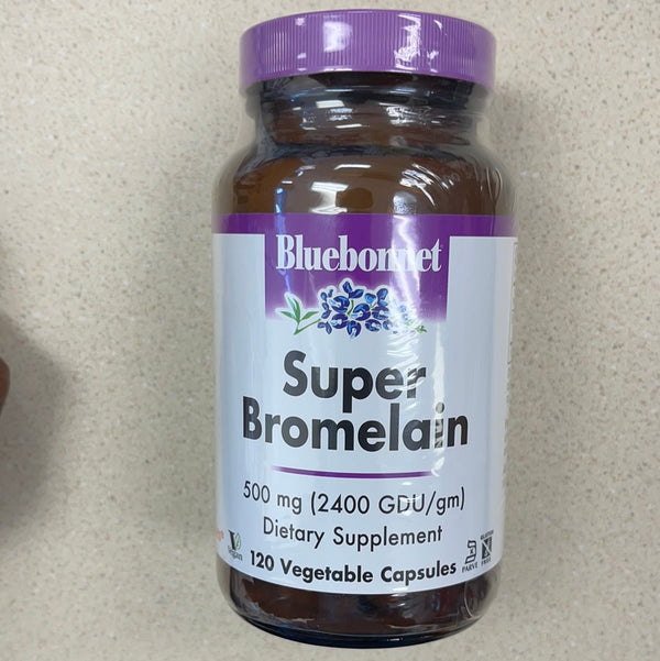 BlueBonnet Super Bromelain Vegetarian Capsules, 500 mg, 120 Count, White (743715008953)