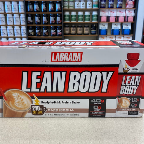 Lean Body Ready-to-Drink Café Mocha Protein Shake, 240mg Caffeine, 40g Protein, Whey Blend, 0 Sugar, Gluten Free, 22 Vitamins & Minerals, (Recyclable Carton & Lid - Pack of 12) LABRADA
